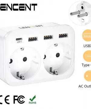 Мережевий фільтр трійник LENCENT WW09-F2b-C3U 4000W 16A 6 в 1 3 USB + TYPE-C розгалужувач з вимикачем