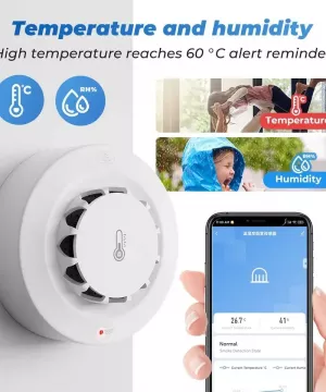 Датчик диму, температури та вологості  3 в 1. Tuya, SmartLife, Zigbee