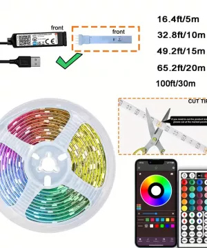 Led стрічка RGB 20м  USB 5V RGB керування від пульта та телефону
