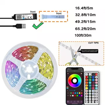 Led стрічка RGB 20м  USB 5V RGB керування від пульта та телефону