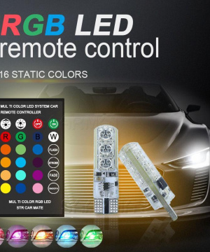 Автолампа LED W5W RGB T10, 12V