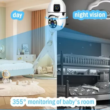 YIIYRY 1080P WiFi камера лампа безпеки, 360° Набір Wifi камер Full HD 1080p чорних 4шт функцією кольорового нічного бачення, 355° панорамним зором та 90° (1)