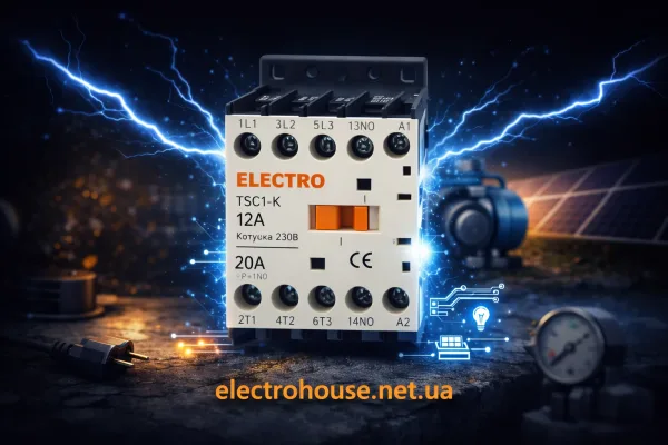 Контактор електромагнітний TSC1-K    12А, кoтушка 230В, АС3, 3Р+1NО