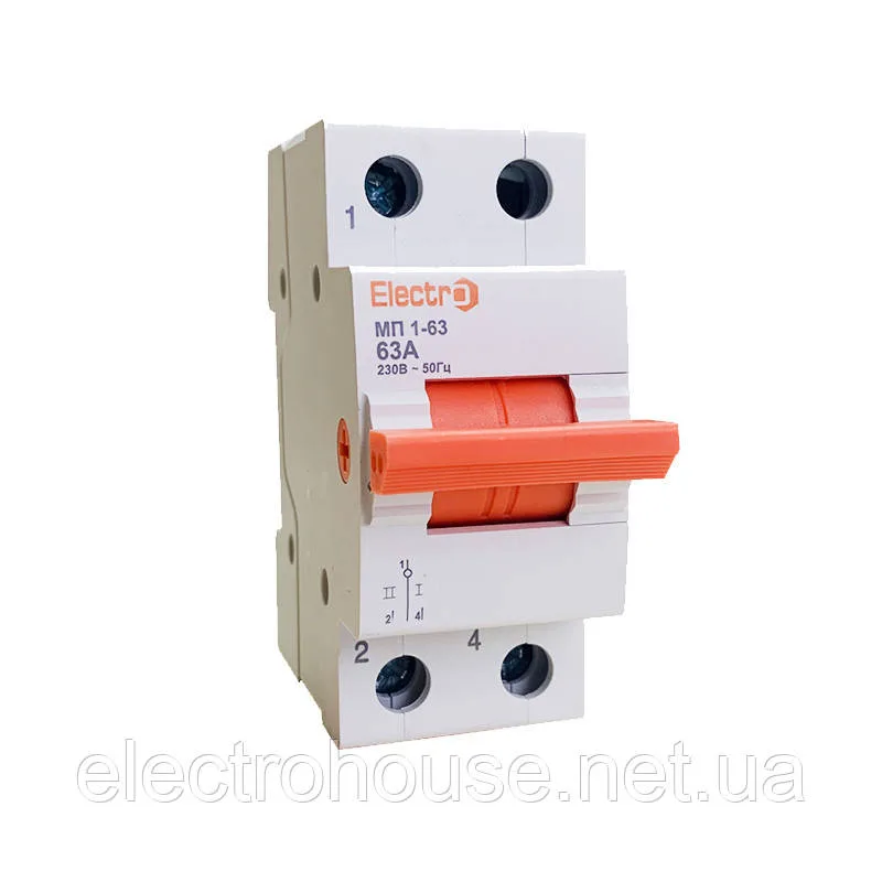 Перемикач навантаження 63А (І-0-ІІ) МП1-63, 1п, 63А срібні контакти