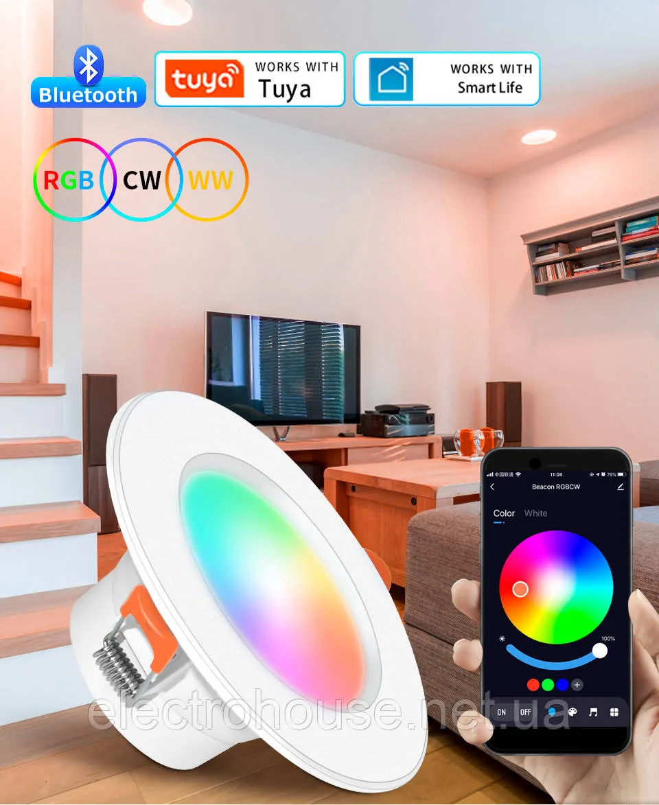 Wifi розумний RGB світильник 10W Tuya Smart*
