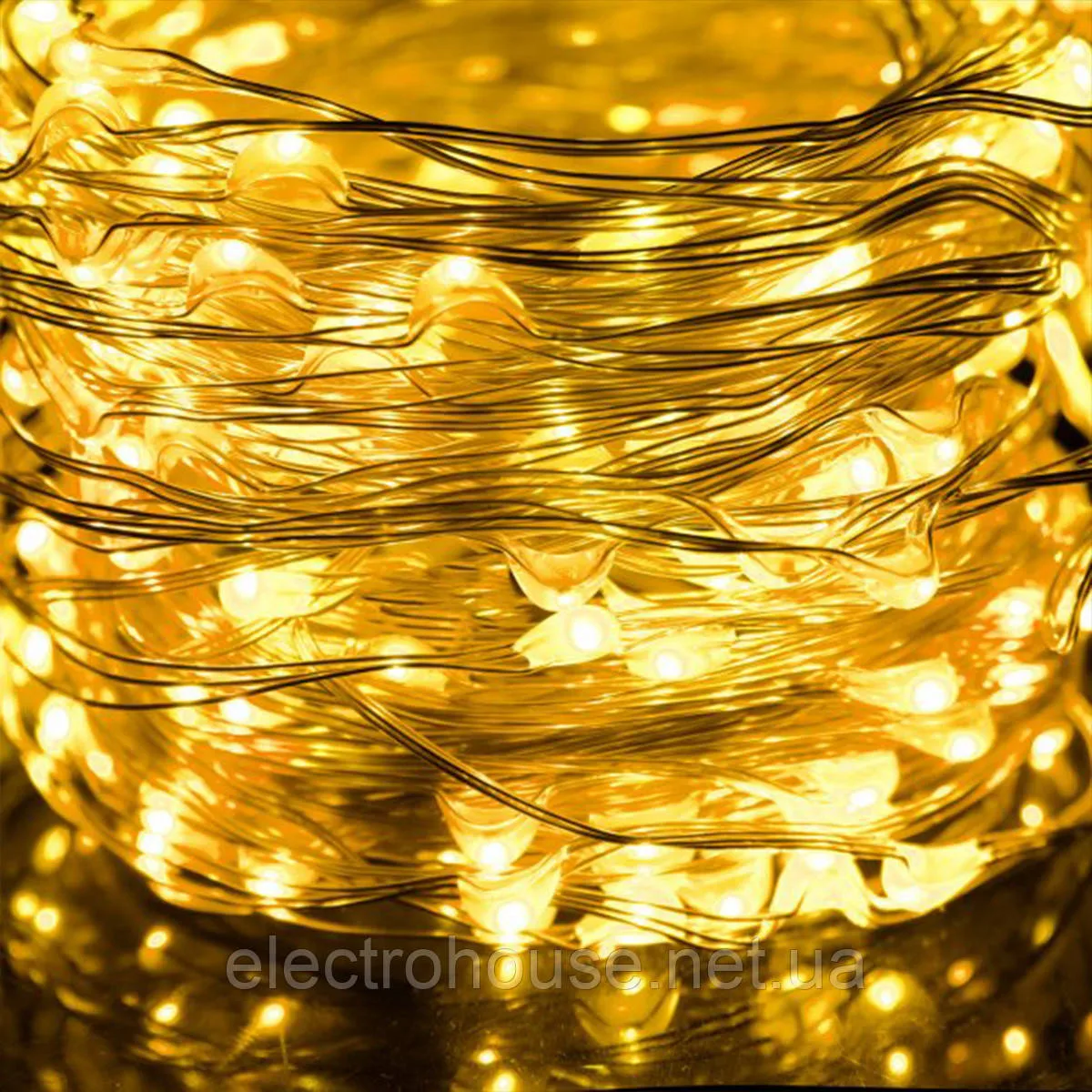 Гірлянда Роса 20м, 200Led-8 режимів на USB, колір теплий жовтий
