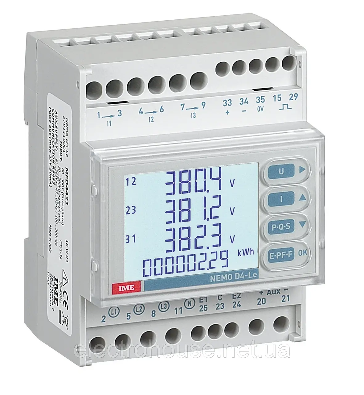 Аналізатор мережі Nemo D4-Le+RS485 Вх. 1/5A 20-60 Vdc +RS485250V