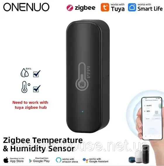 Wifi Датчик температури та вологості  чорний Tuya Zigbee 759154447147*