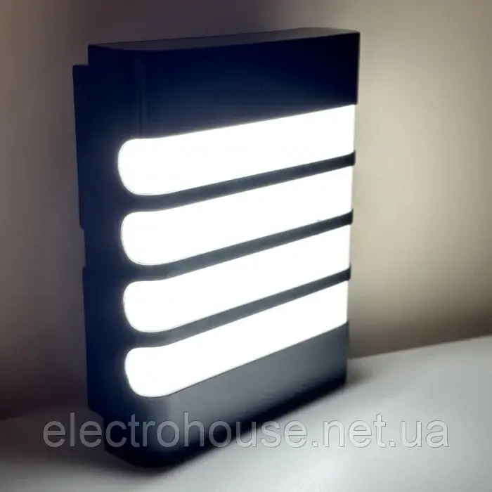 LED свiтильник VARGO 24W 5000K 2400lm IP54 прямокутн.з решіткою 200x162x58мм