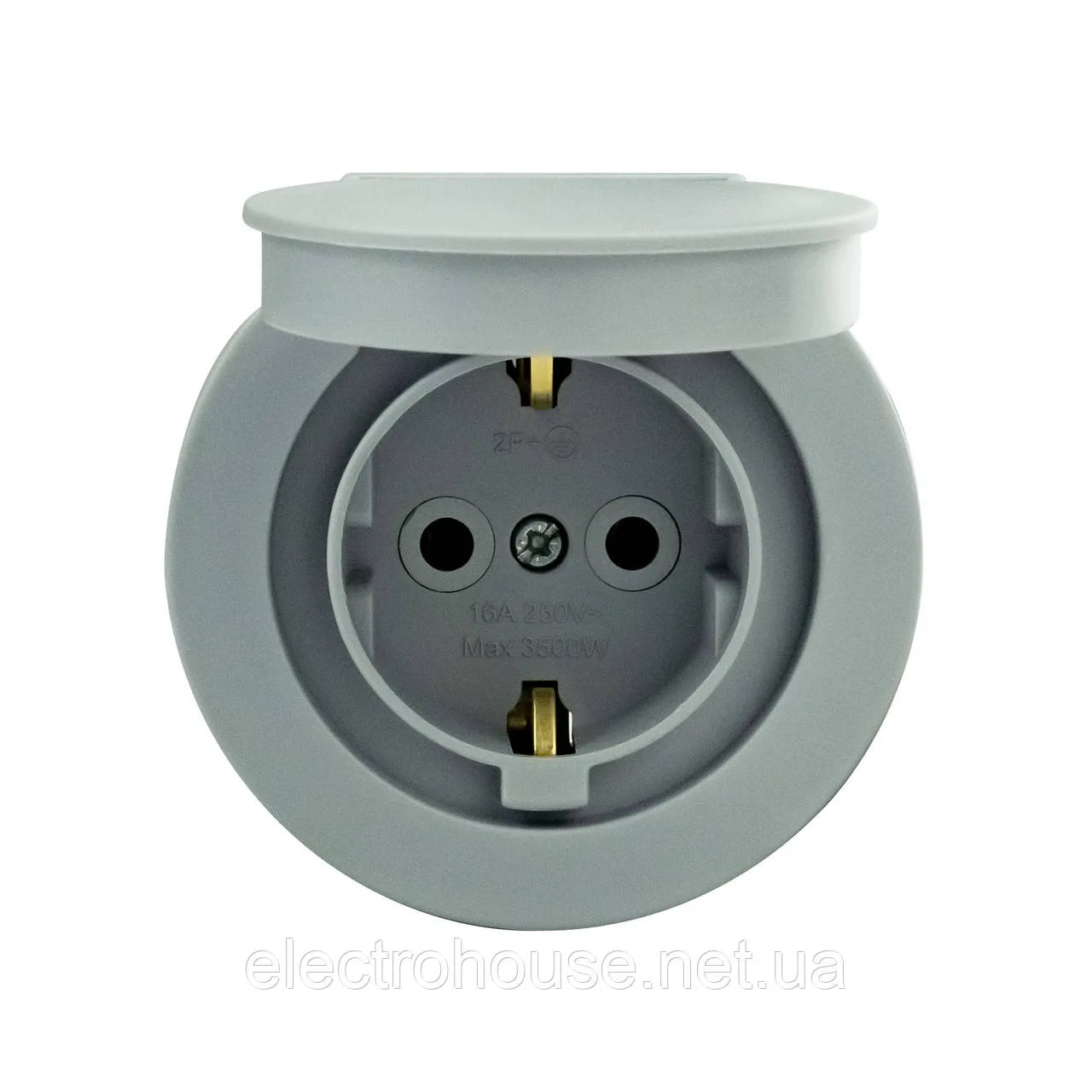 Розетка накладна 1-а з кришкою та з/з сіра 16А xOne