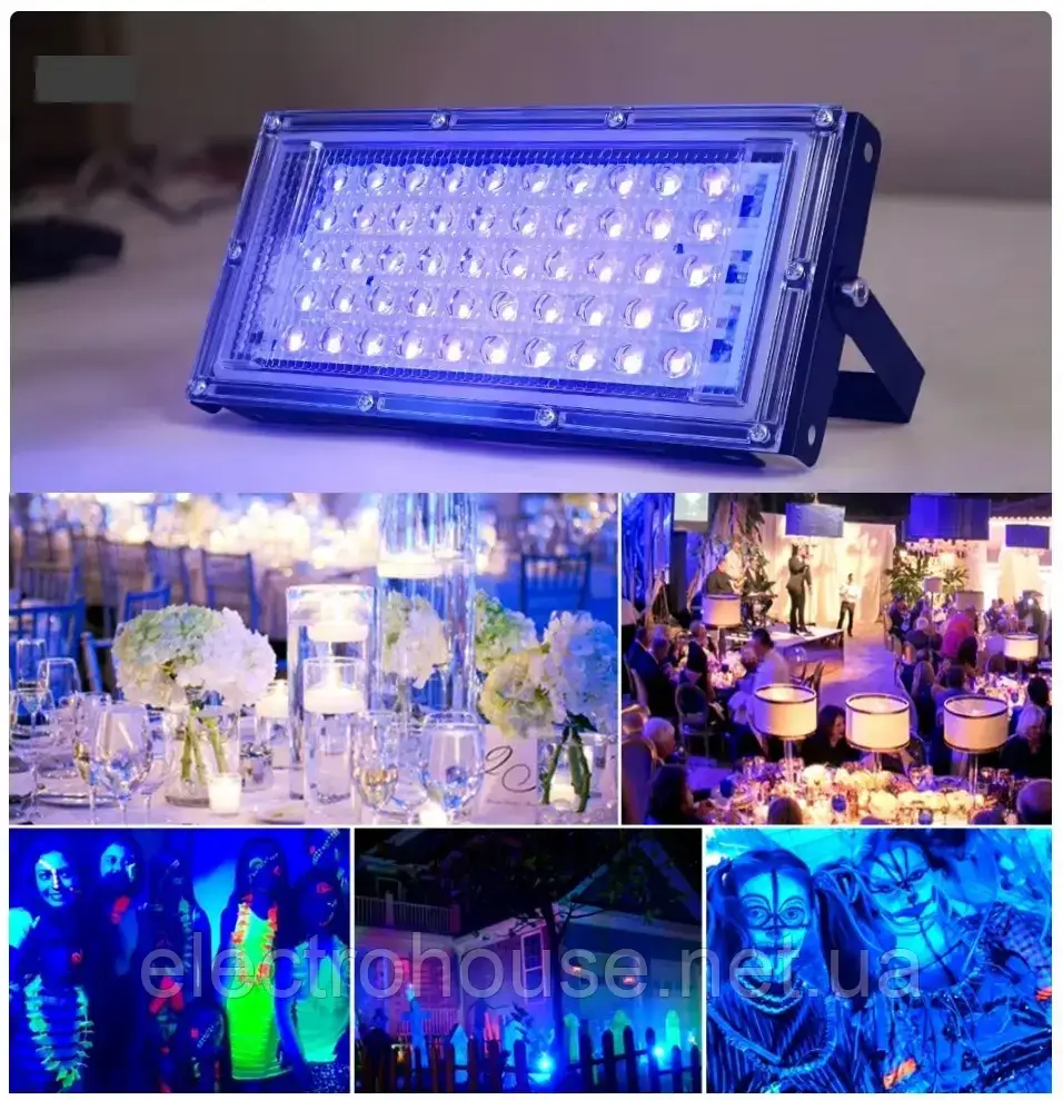 Ультрафіолетовий 395 нм світлодіодний УФ-прожектор Parkson 220 В 50 Вт.