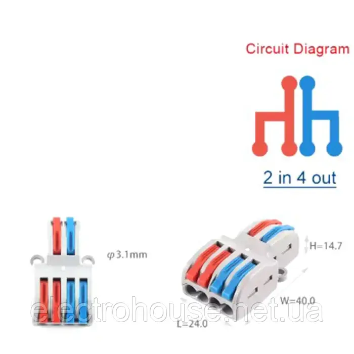 Клема прохідна PCT-42, 32А, 400В