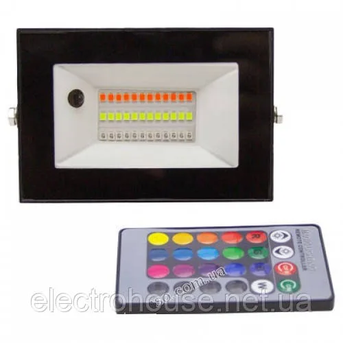 Прожектор LED 20w RGB+пульт IP65 LEMANSO чорний