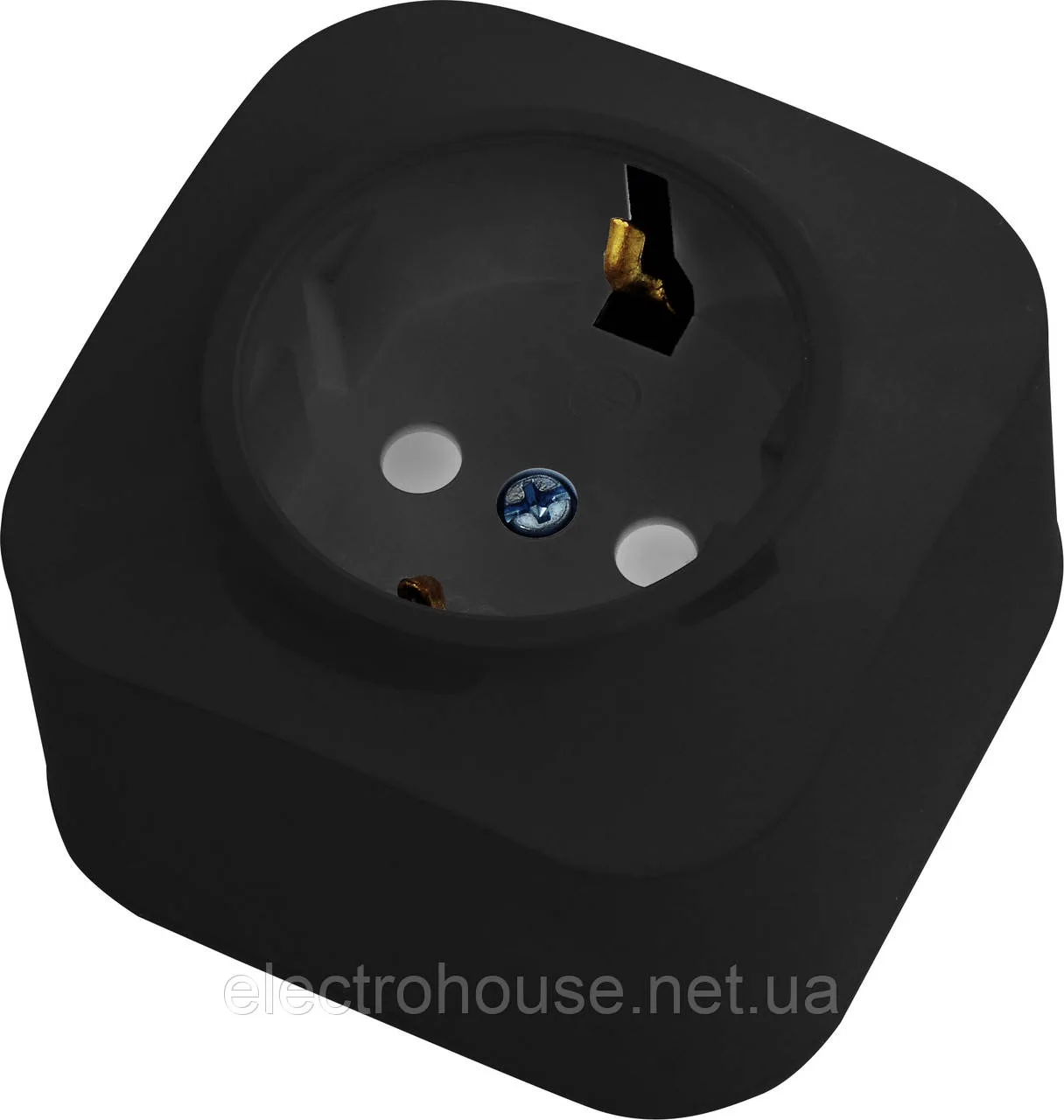 Розетка одинарна з заземленням чорна EVA