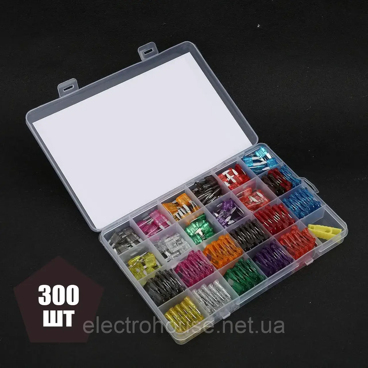 Автомобільні запобіжники 300 шт. стандартного та мінірозміру 2 А 40 А в кейсі