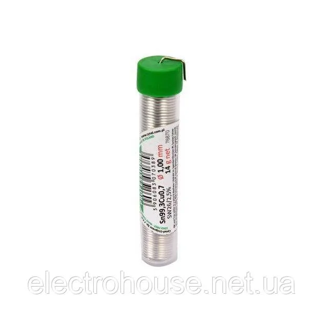 Припій без свинцю  Ø10мм, 10гр дротяний в капсулі з флюсом**