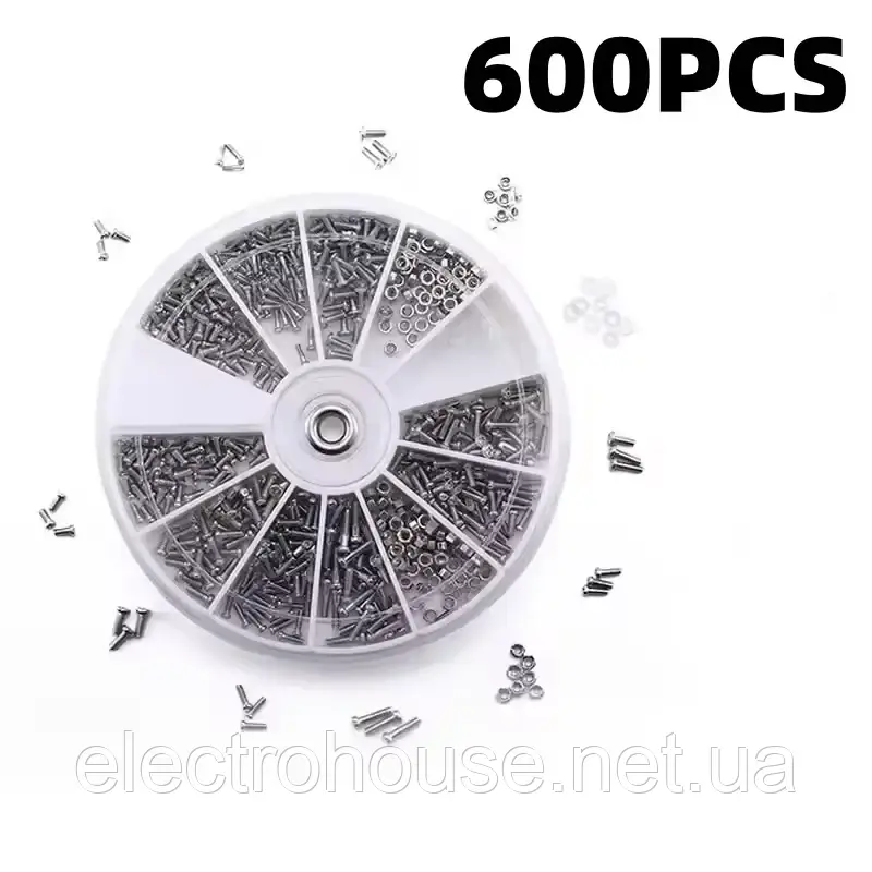 600шт Комплект маленьких болтів та гайок М1, М1,2, М1,4, М1,6**