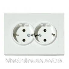 Розетка подвійна з заземленням біла GRANO