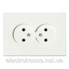 Розетка подвійна без заземлення біла GRANO