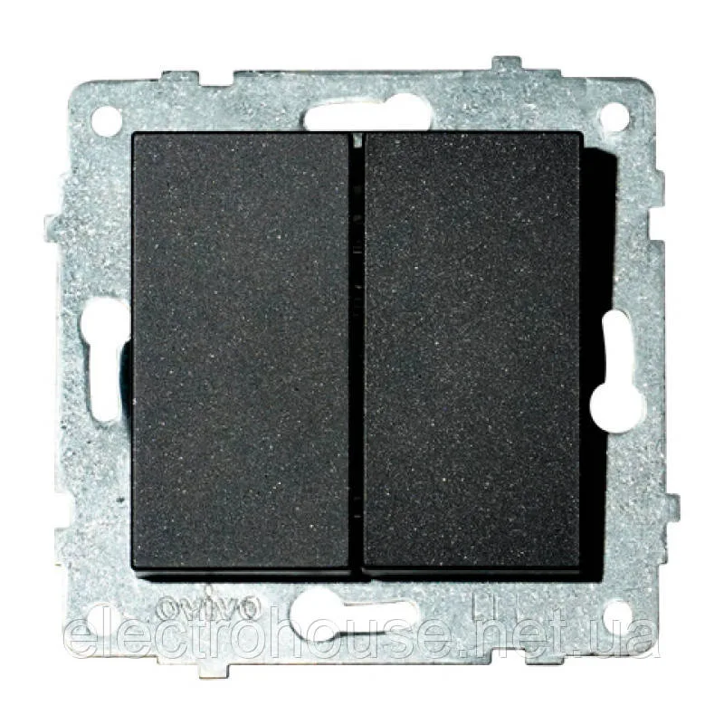 Механізм вимикача 2-клавішний GRANO чорний