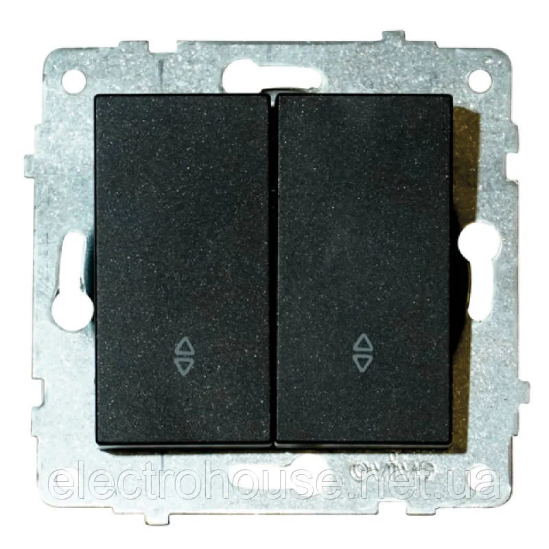 Механізм вимикача прохідний 2-клавішний GRANO чорний