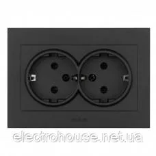 Розетка 2-а. з зазем GRANO чорний