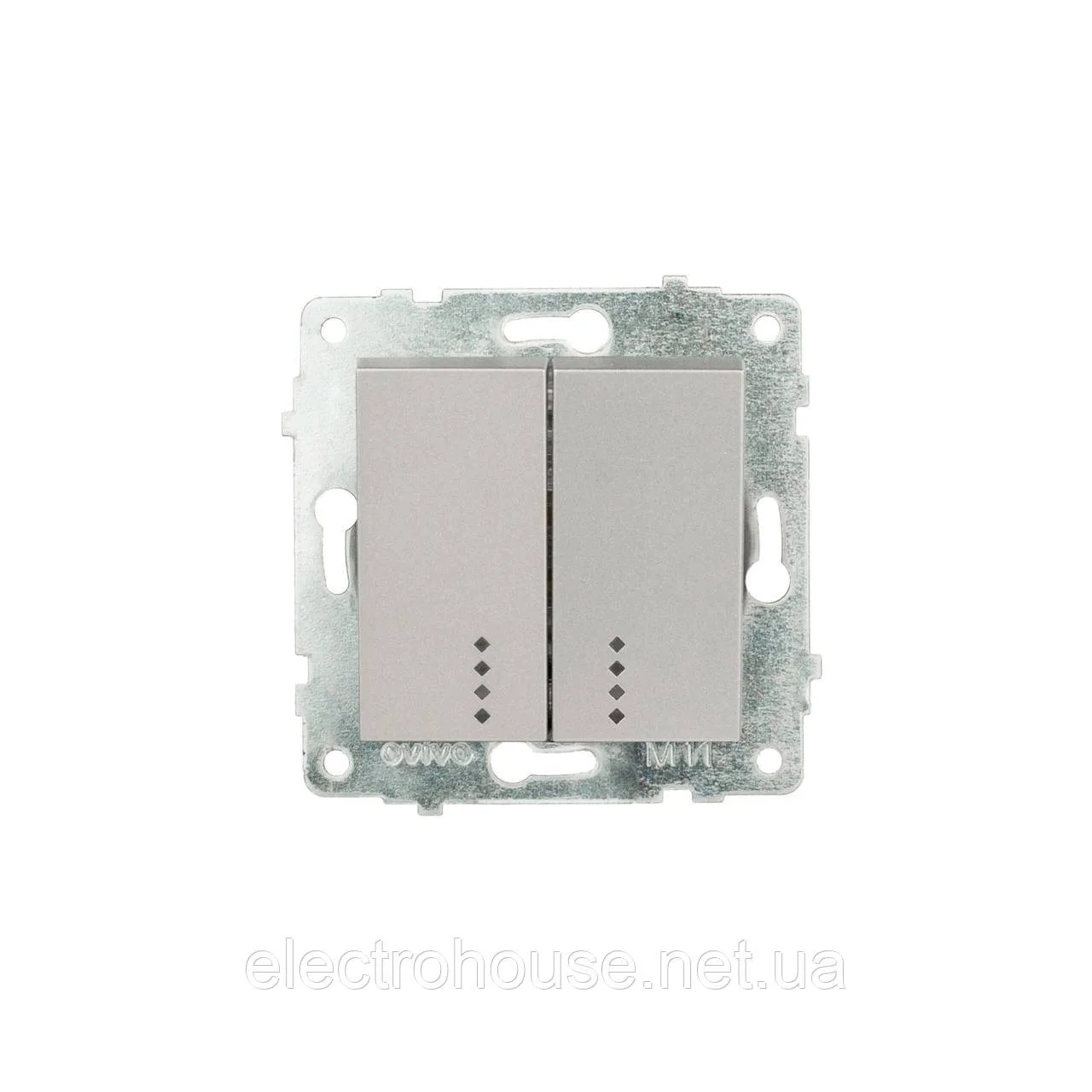 Механізм вимикача 2-клв. з підсвіткою GRANO срібло