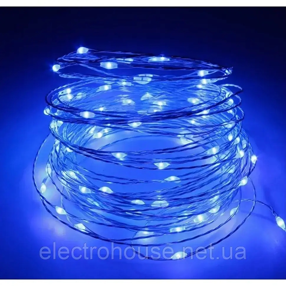 Гірлянда "Роса" на USB і батарейках, 10 м, біла RV-106 Синя