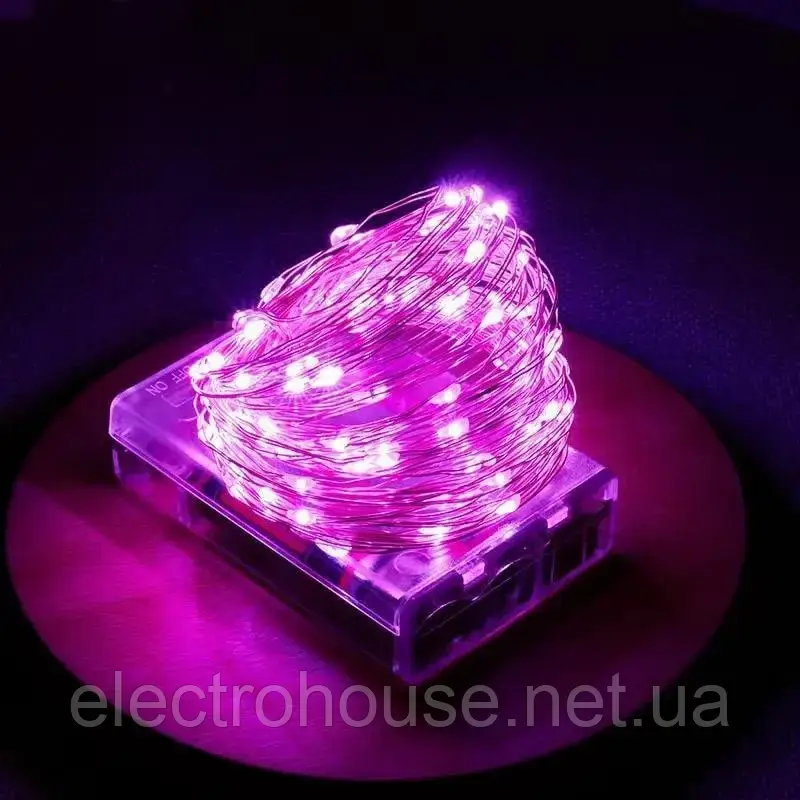 Гірлянда "Роса" на USB і батарейках, 10 м, біла RV-106 Рожева