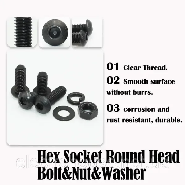 Набір 342шт M4 чорні гвинти, шайби та гайки 10,9 ISO7380