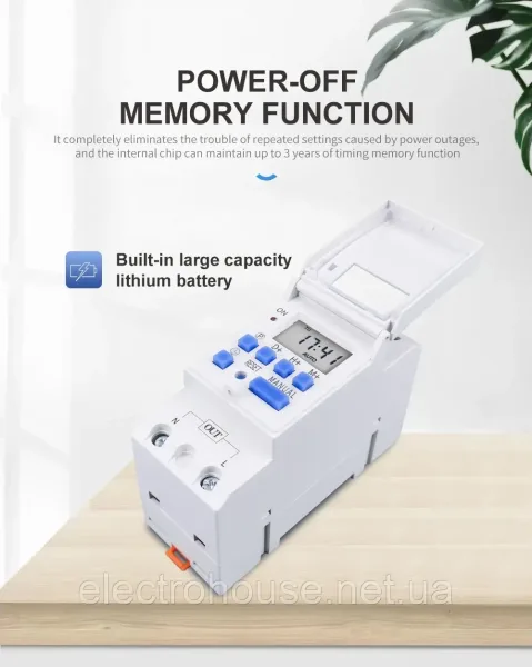 програмований цифровий таймер на 7 днів, реле, керування змінним струмом 220В, 30А