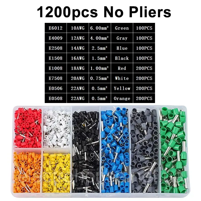 Набір кільцевих мідних наконечників 40 шт. мідних з термоусадками  SC6-SC25,