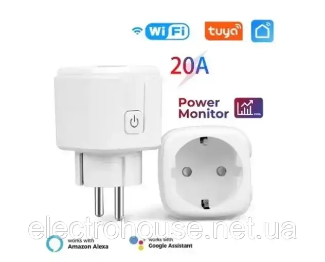 Смарт розетка 20А Tuya Smart_ моніторинг управління сценарії розумна розетка Wi-Fi