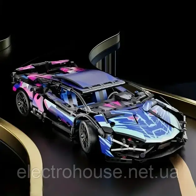 Набір для складання спортивного автомобіля у стилі кібертехно синій