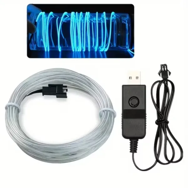 Світлодіодний гнучкий від USB неон з інвертором (драйвером) 10 метрів Голубий