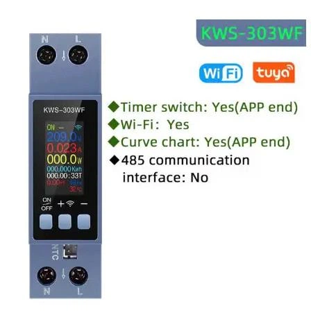Лічильник KWS-303WF AC 100-290V 40A 1P DIN WI-FI-Tuya