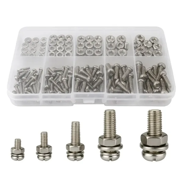 Набір з 320 шестигранних гайок та болтів M2, M2.5, M3, M4, M5