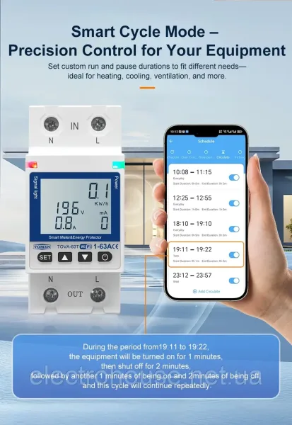 TOMZN Smartlife TUYA WIFI 63A 110 В 220 В лічильник енергії таймер із захистом від витоку струму напруги