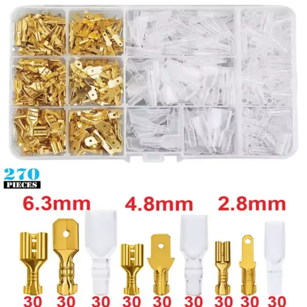 Обжимні клеми лопатка (тато мама) 2.8 4.8 6.3 мм, набір 270 шт у боксі