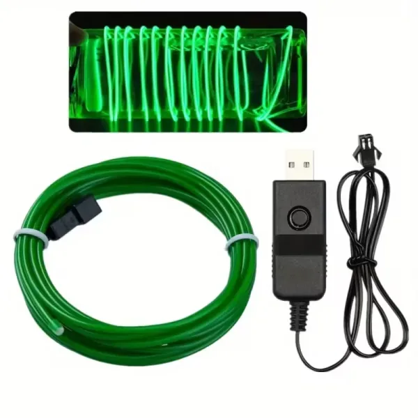 Світлодіодний гнучкий від USB неон з інвертором (драйвером) 10 метрів Зелений