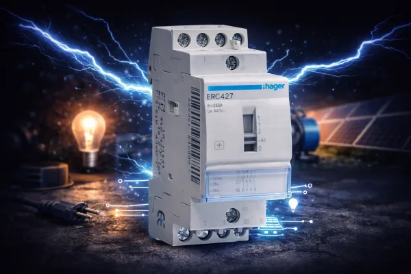 Контактор Hager з ручним керуванням 25A, 2НВ+2НЗ, 230В ERC427