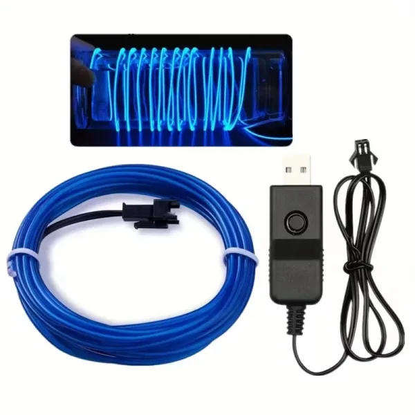 Світлодіодний гнучкий від USB неон з інвертором (драйвером) 10 метрів Синій