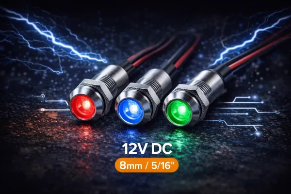 Світлодіодний індикатор 12V DC (8 мм) комплект 3шт